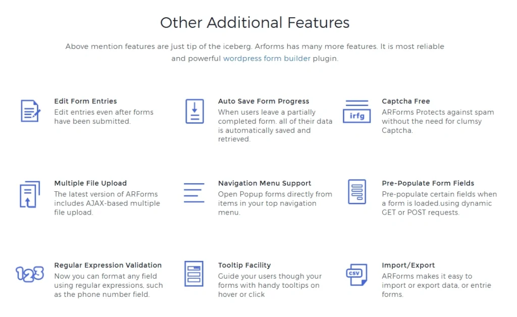 ARForms Other Additional Features