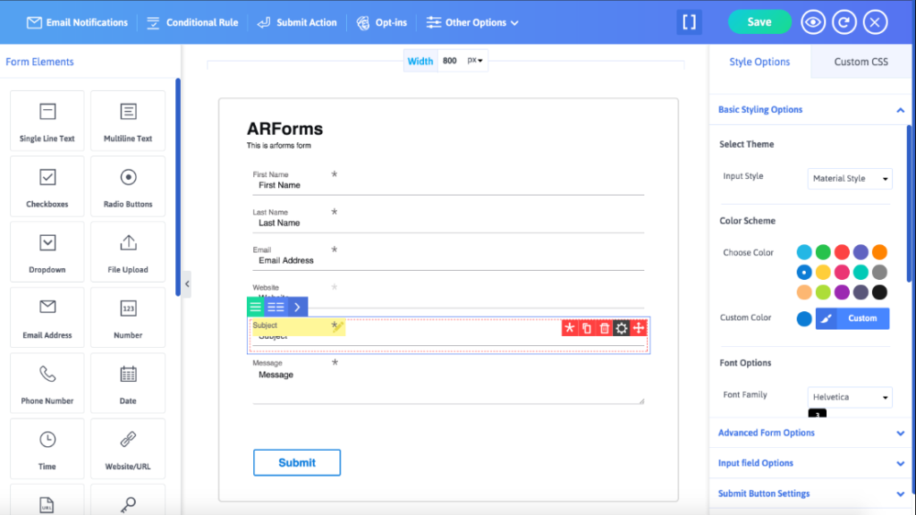 ARForms WordPress form builder plugin