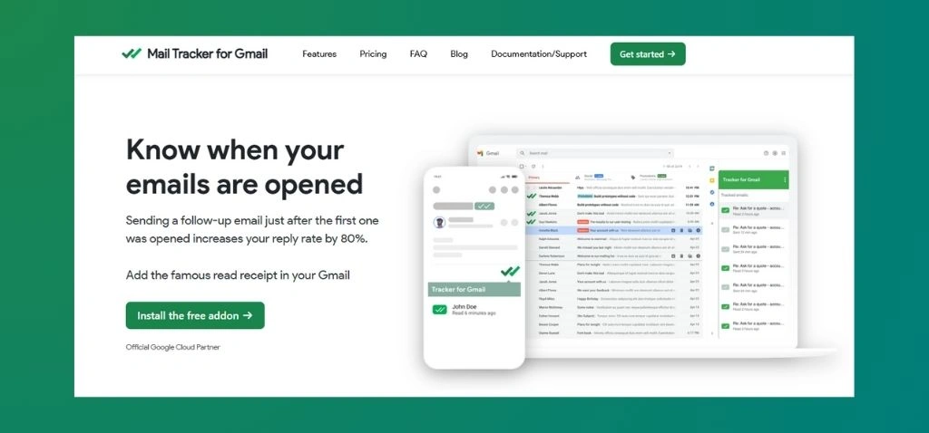mail track for gmail website