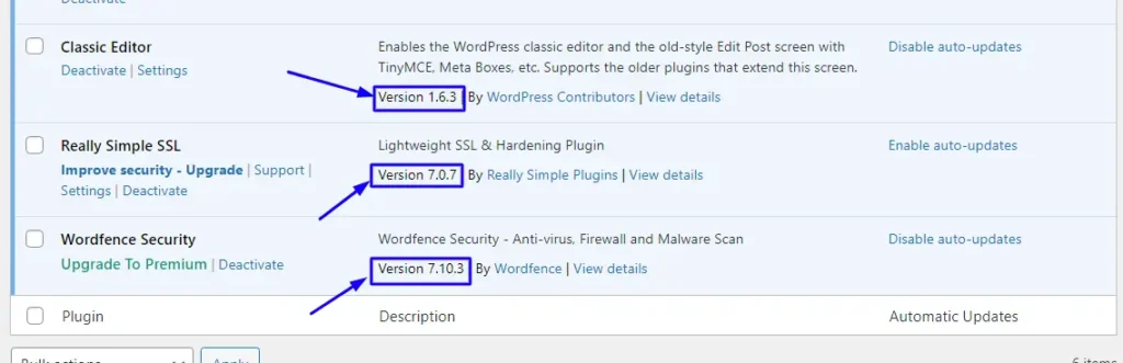Verify Plugin Versions and Updates