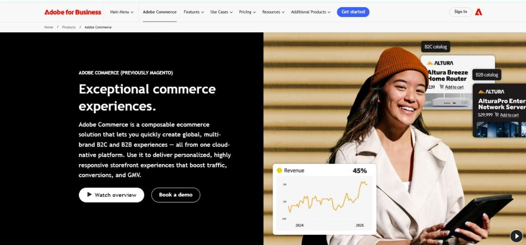 magento adobe commerce website home page