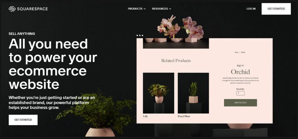 squarespace commerce website home page
