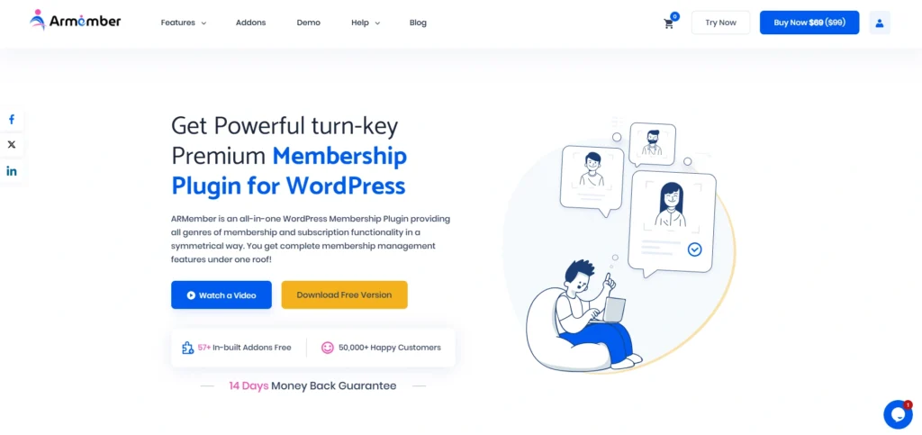 ARMember website home page section