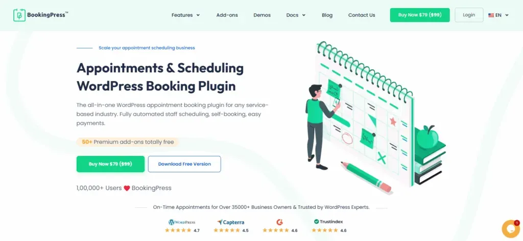 BookingPress website home page