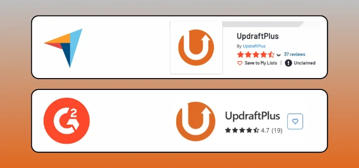 UpdraftPlus Capterra & G2 Feedback