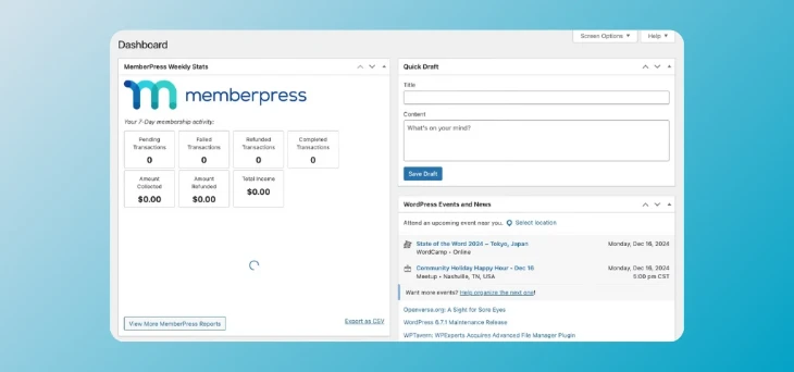 MemberPress Dashboard Overview