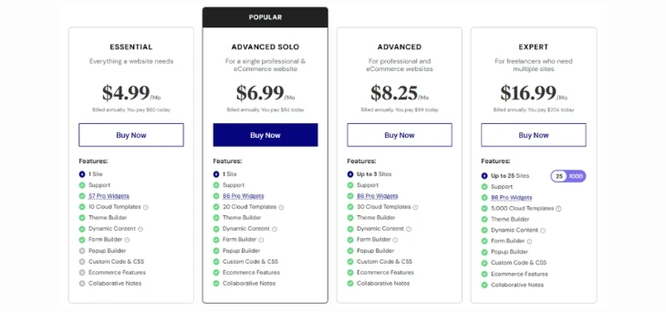 Elementor Pricing Overview