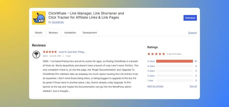 ClickWhale WordPress.org Review