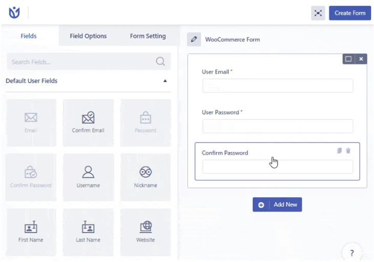 add confirm password field