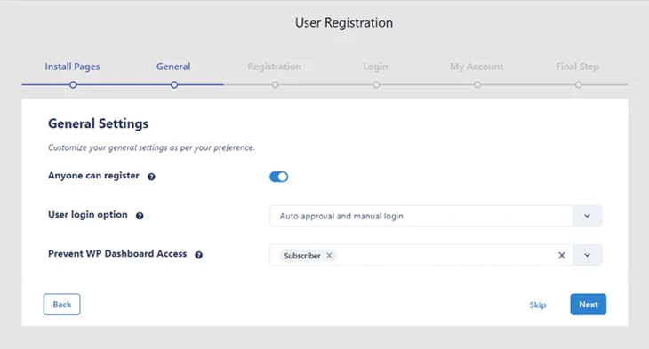 user registration & membership plugin general settings