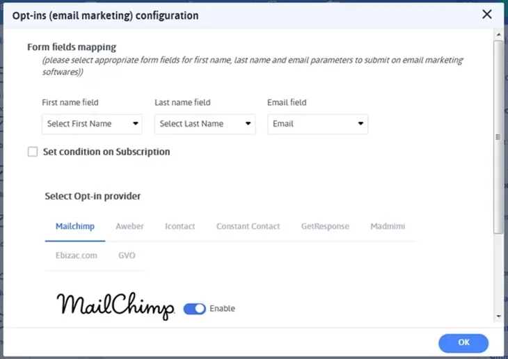 arforms marketing tool configuration