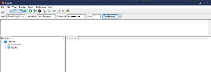 enter id-password in filezilla software