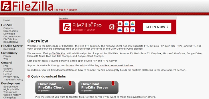 filezilla website