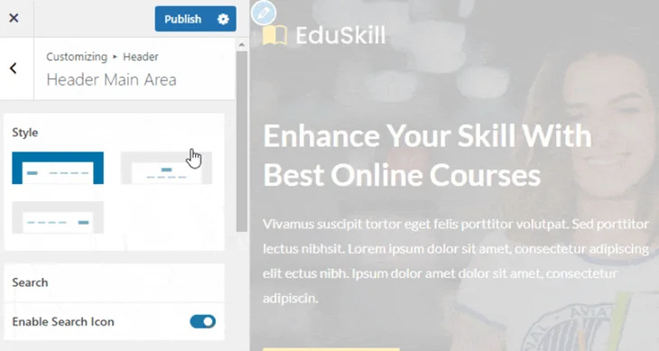 header style customization