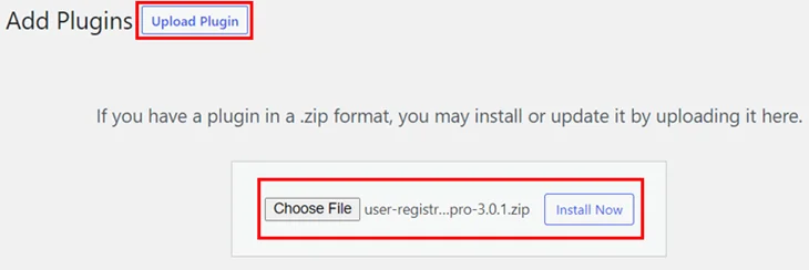install user registration pro plugin