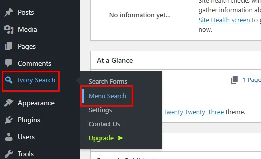 menu search setting