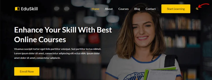 search bar in header