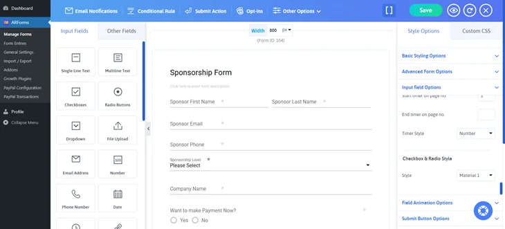 add new fields in form