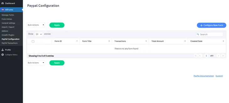 arforms paypal configuration
