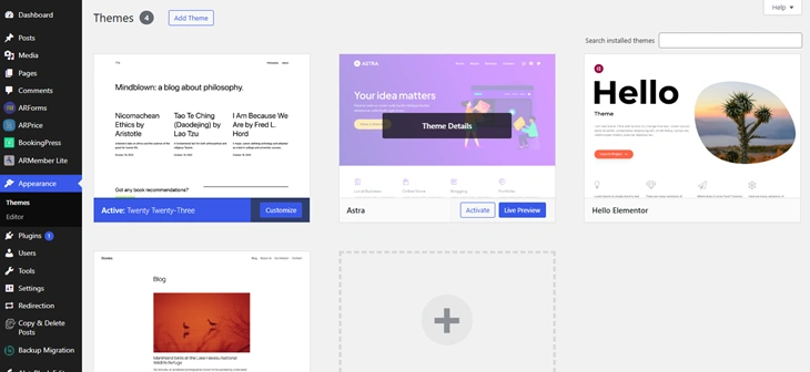 check deactivated theme