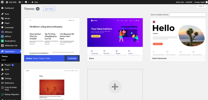 wordpress themes page