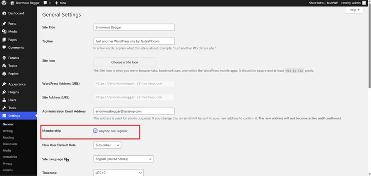bbpress plugin setting