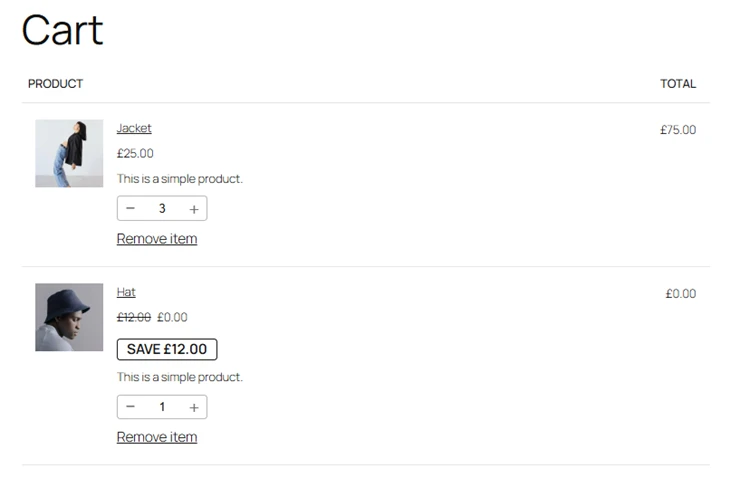 gifts based on cart quantity