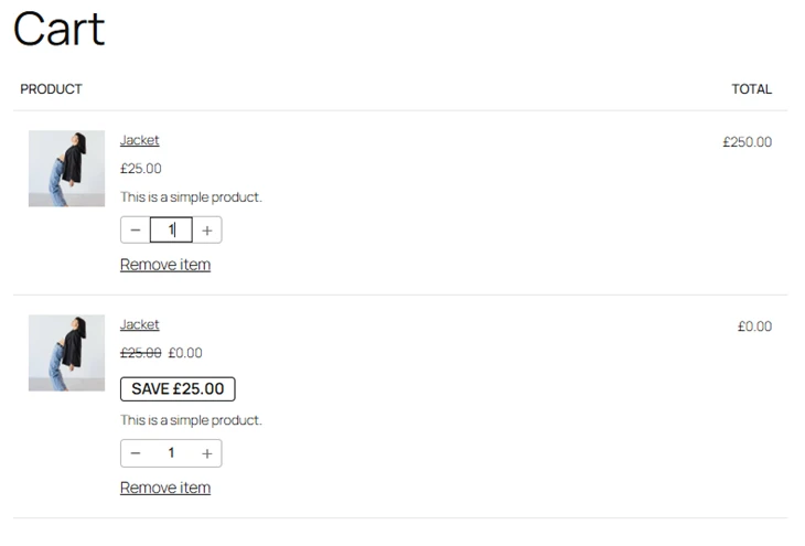 gifts based on ordering specific products