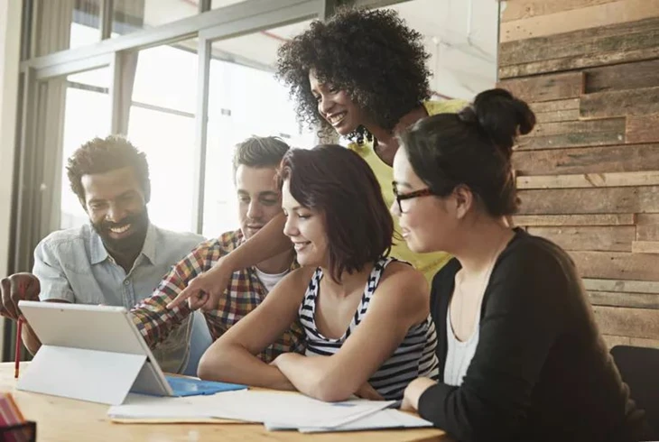 people seeing something on a tablet